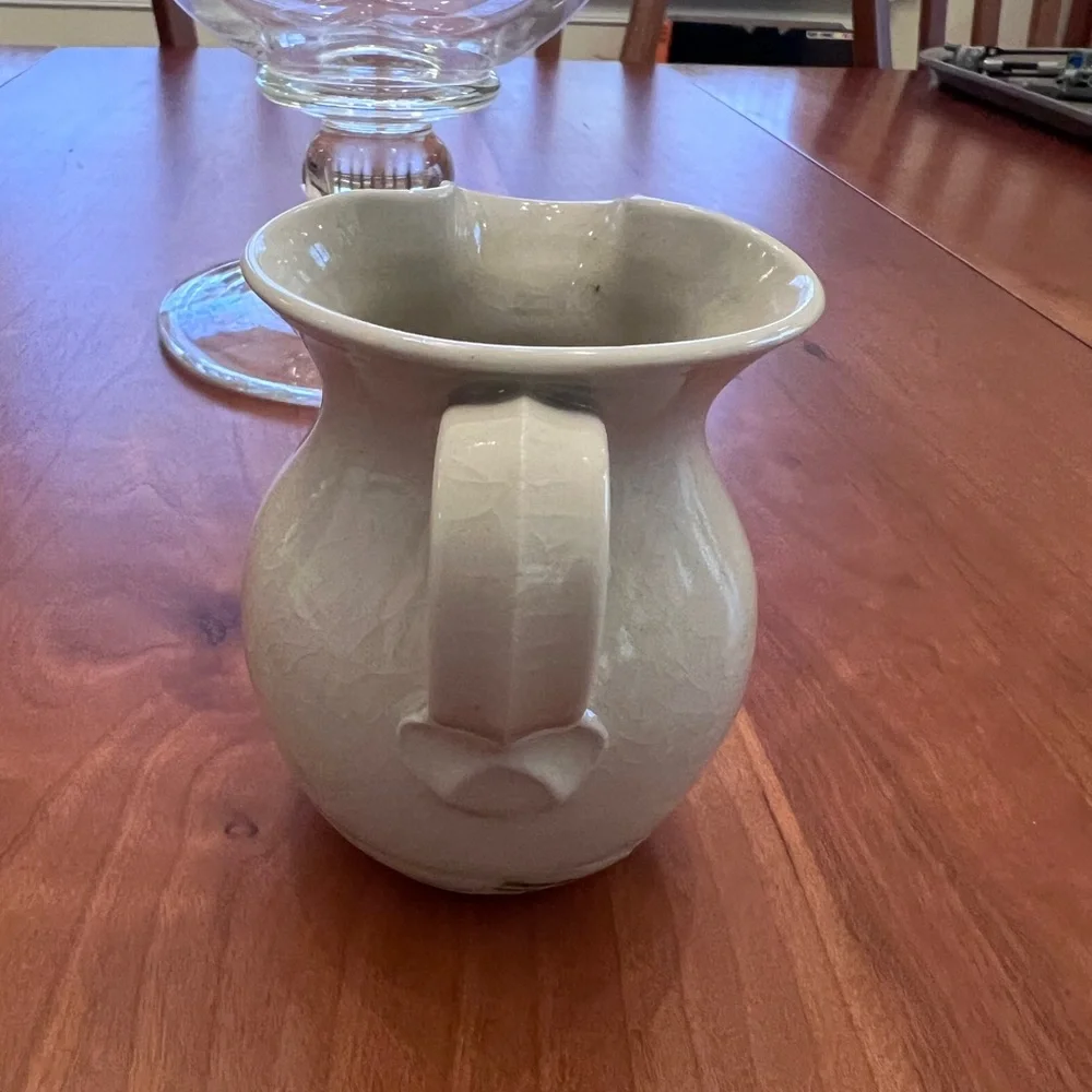 VTG Simon Pearce Belmont Pottery Small Creamer Crackle Ivory